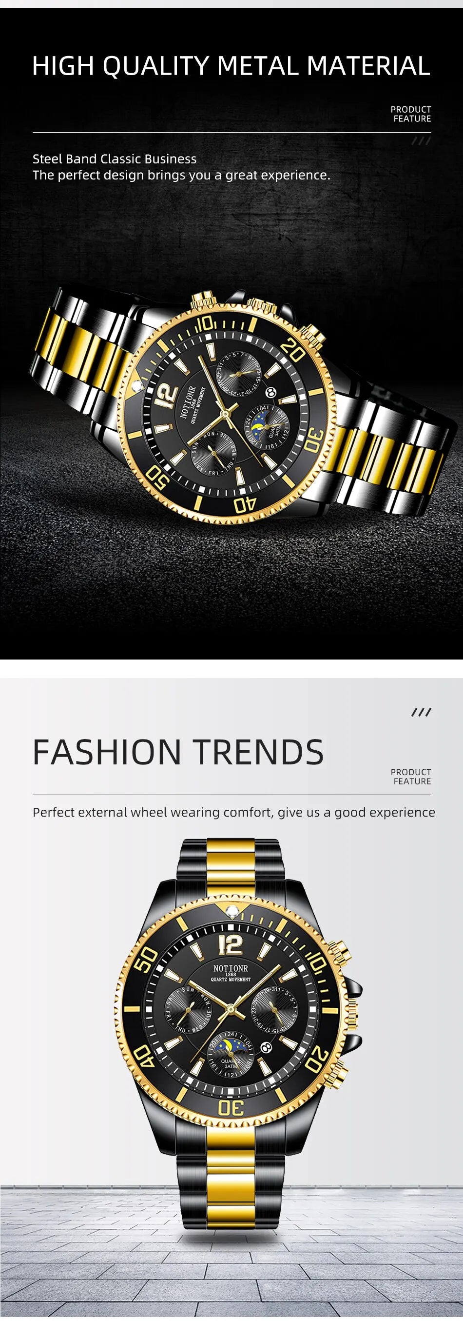 Fashion Mens Watches for Men Sport Waterproof Stainless Steel Quartz Watch Luxury Man Business Luminous Clock Relogio Masculino