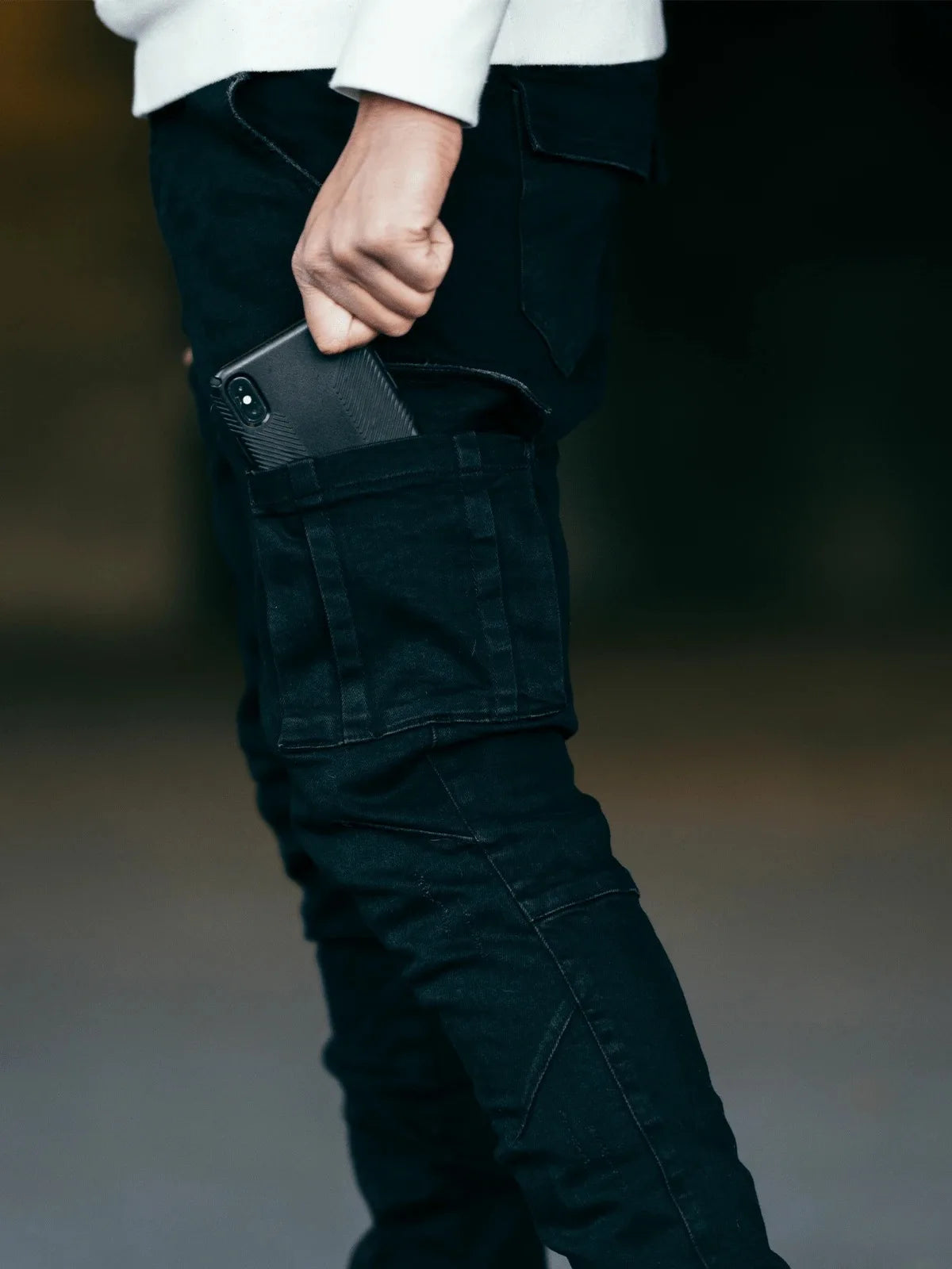2026Jeans Men Pants Wash Solid Color Multi Pockets Denim Mid Waist Cargo Jeans Plus Size Fahsion Casual Trousers Male Daily Wear