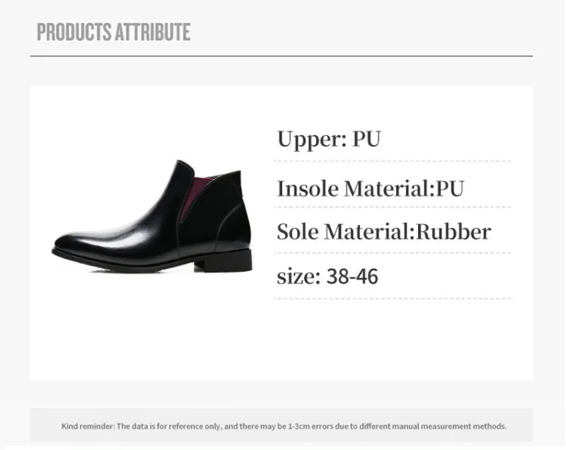 Men's Chelsea Boots Fashion British Style Short Boot Luxury High-Top Leather Boots for Men Business Men Dress Boots Botas Hombre
