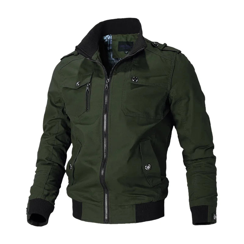 Men Military Jackets Chaquetas Stand-up Collar Casual Coats High Quality Men Multi-pocket Tooling Jackets Spring Autumn Coats  5