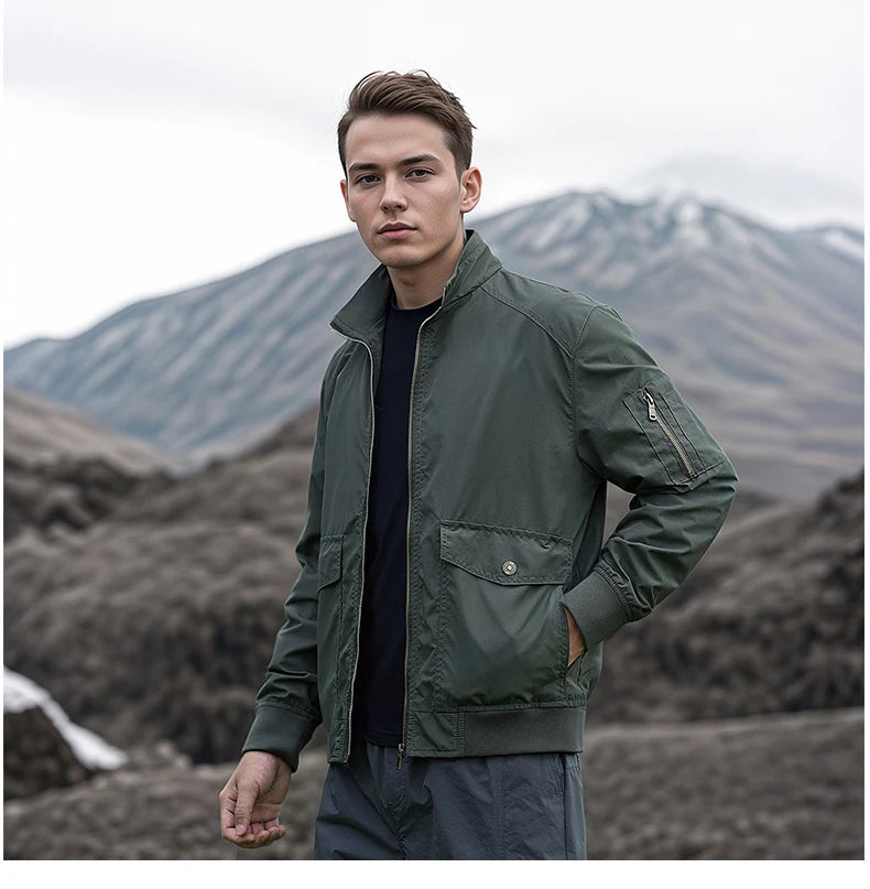 High Quality Handsome Male Jacket Spring Autumn Men's Business Casual Jacket Men Zipper Solid Color Fashion Stand Collar Coats