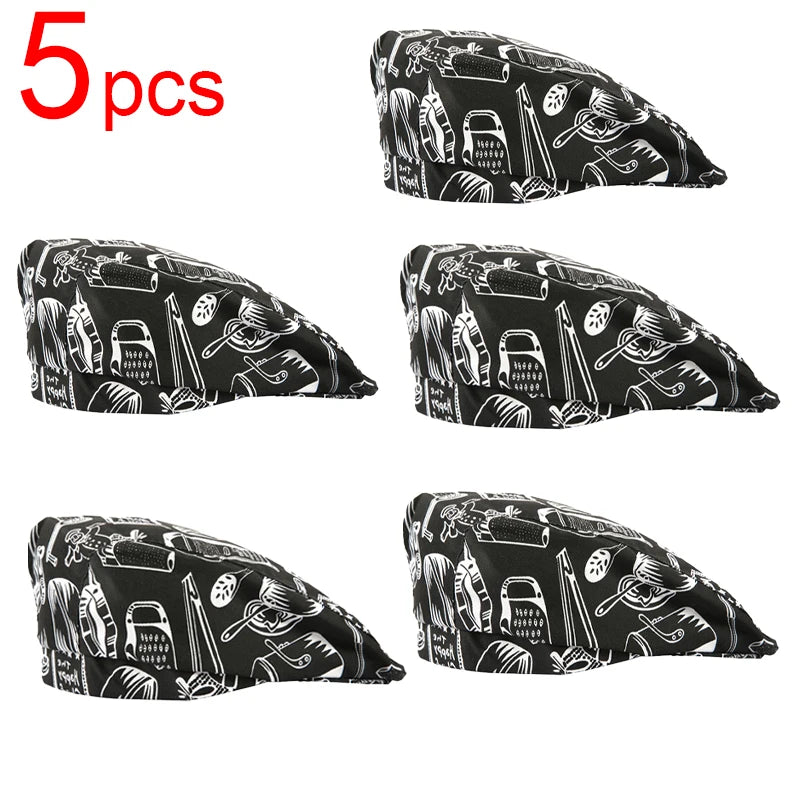 Catering Cook Hat 5/2/1pcs Chef Kitchen Work Cap for Food Service Hotel Restaurant Canteen Baking Household Cooking Chef's Beret