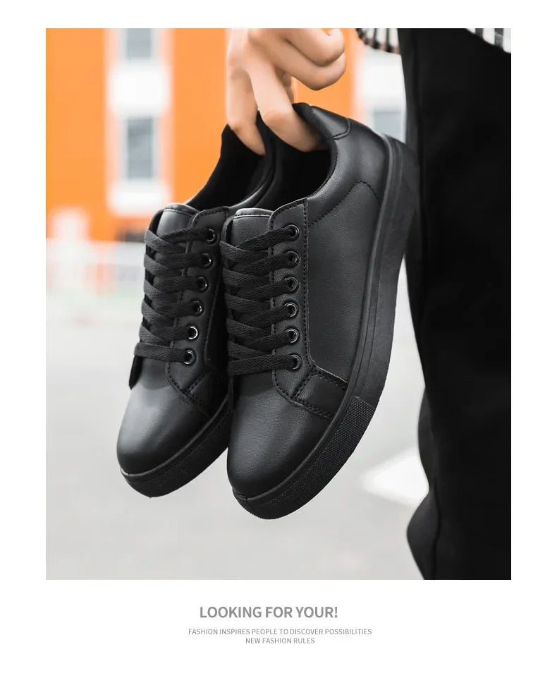 Sneakers Men Shoes 2026Leather Mens Casual Shoes Flat Male Footwear Fashion Black White Shoes Tenis Masculino Skateboard