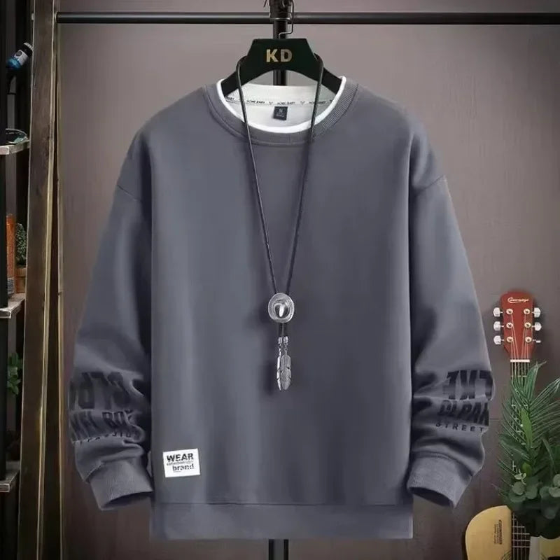 Spring Autumn Men Clothing Sweatshirt Korean Fashion Harajuku O-Neck Long Sleeve Sweatshirt Men Casual Streetwear Hoodies Men