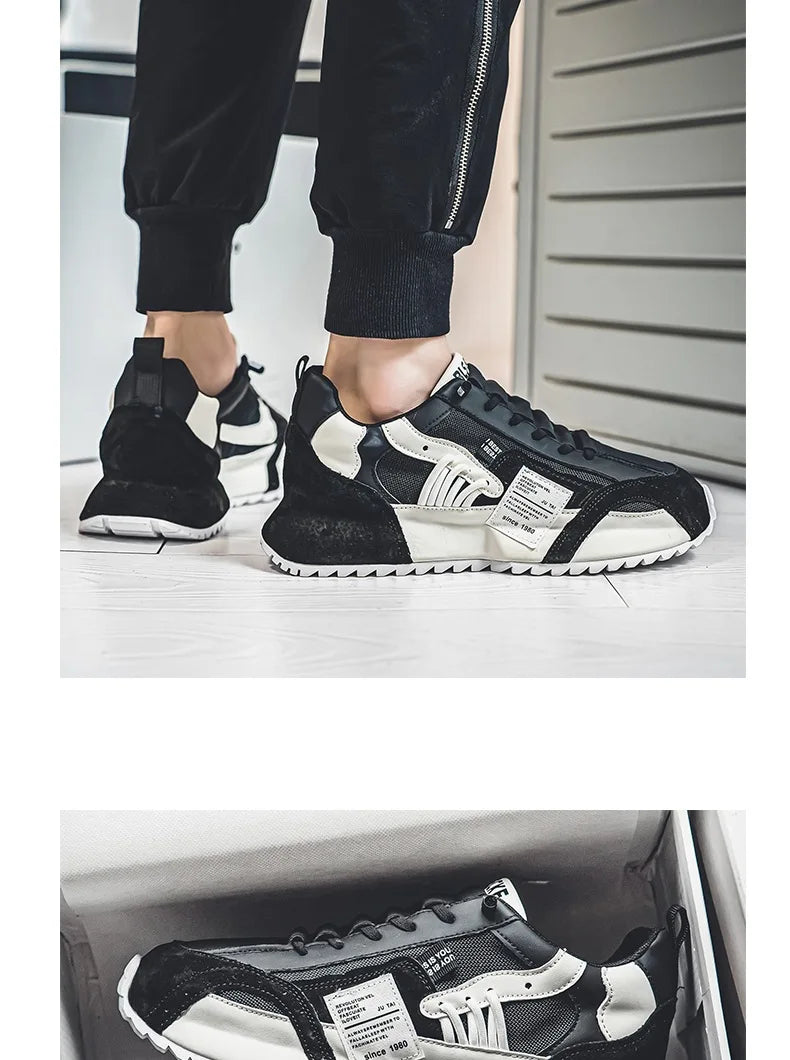 Men White Sneakers 2026 Spring Autumn Breathable Non Slip Running Shoes Lightweight Comfortable Fashion Cross Tied Casual Shoes