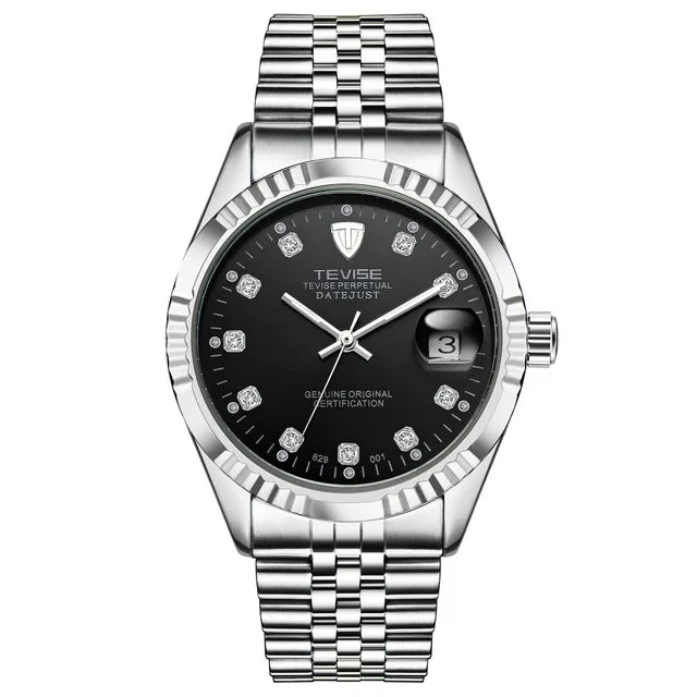 TEVISE  Watch for Men Automatic Mechanical Stainless Steel Waterproof Casual Business Wristwatch Chronograph Date Display Clock