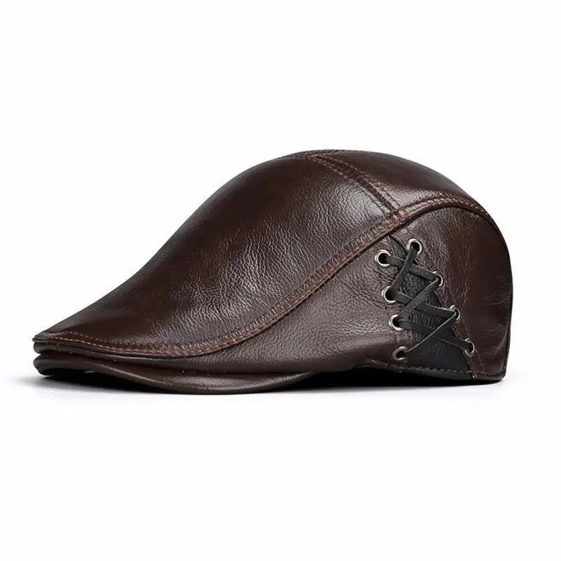 Hat Men's Spring and Autumn Peaked Cap Men's Hat Sheepskin Autumn and Winter Middle-aged Young Leisure Tide Beret Old Man Hat