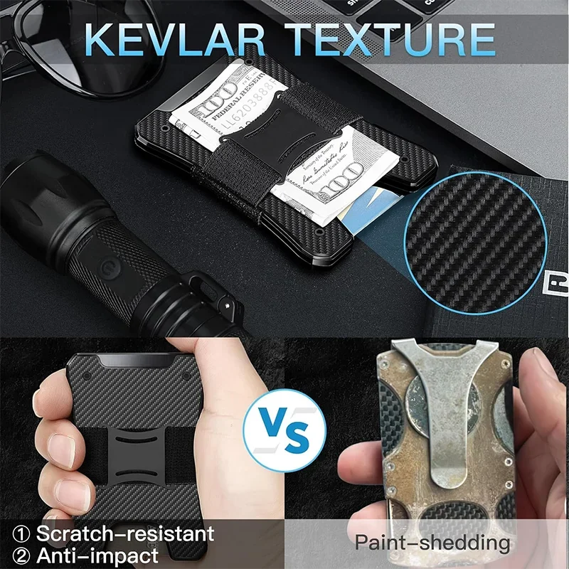 Metal Wallet for Men, Ergonomics Design Money Clip Wallet with Compass, Minimalist Slim Wallet with RFID Blocking