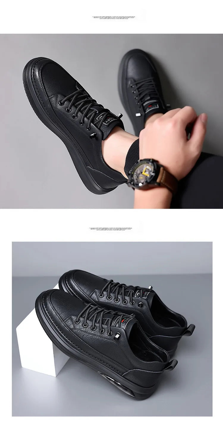Men's Shoes 2026 New Solid Color Sneakers Spring Autumn Shoes for Men Fashion Leather Casual Shoes Male Black Designer Sneakers