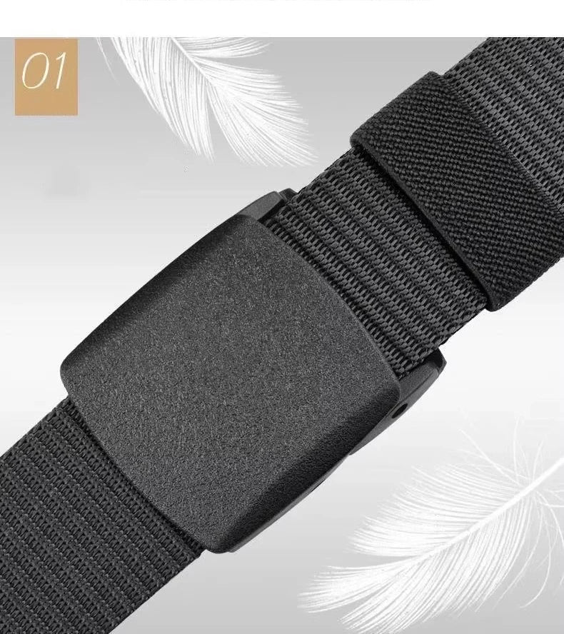 Men's Belt Outdoor Casual Fashion Canvas Belt 120cm Metal Free Adjustable Waist Belt for Outdoor Travel Tactical Jeans Belt
