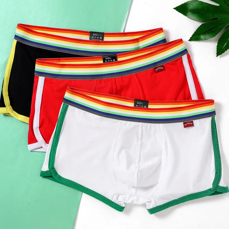 Rainbow Belt Boxershorts Men Boxers Male Underwear Panties Cotton Shorts Boxer Youth Breathable Comfortable Underpants Cueca