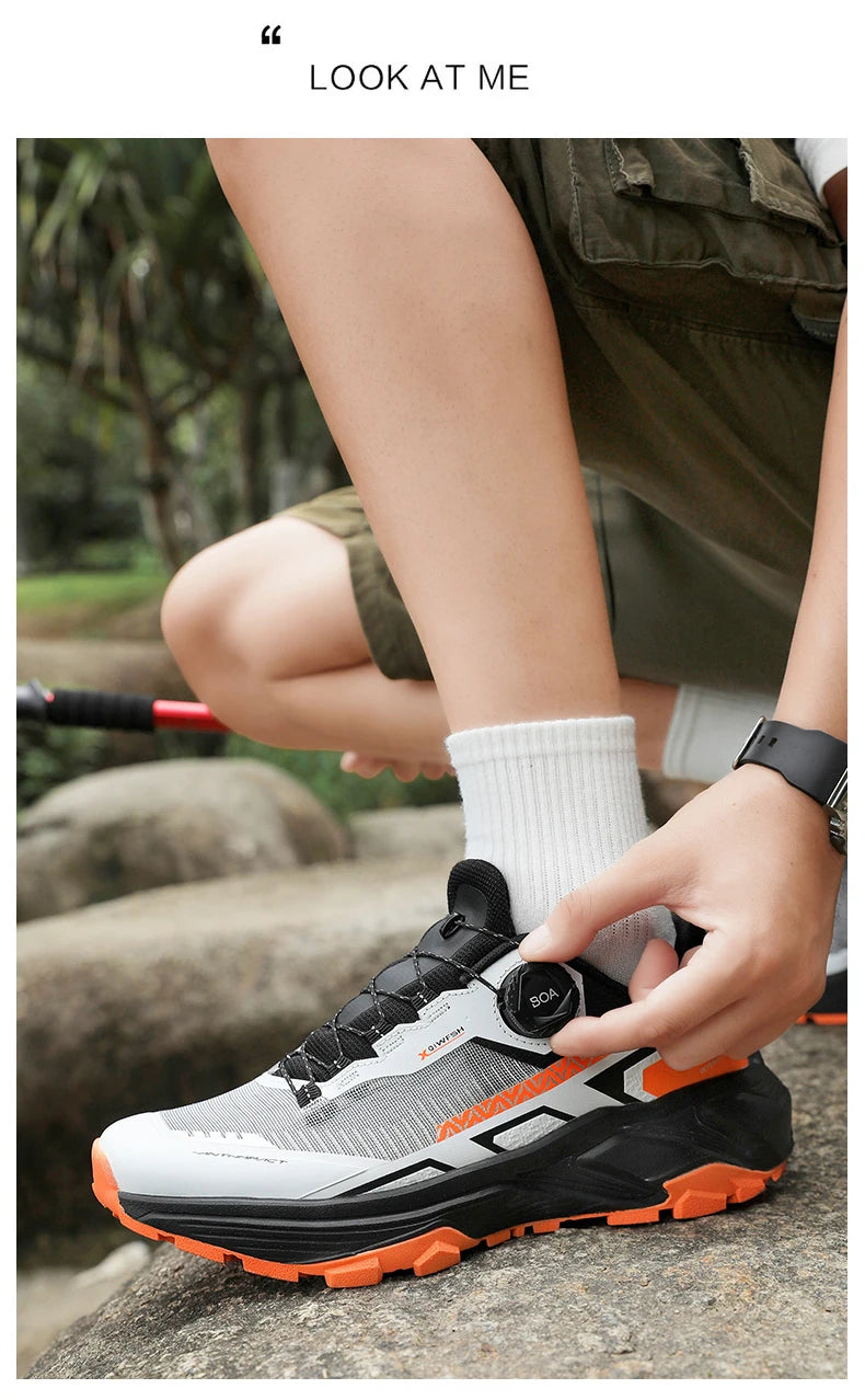 Shoes for Men 2025 New Men Sneakers Leather Waterproof Mountaineering Camping Hiking Shoes Thick Sole Comfortable Running Shoes
