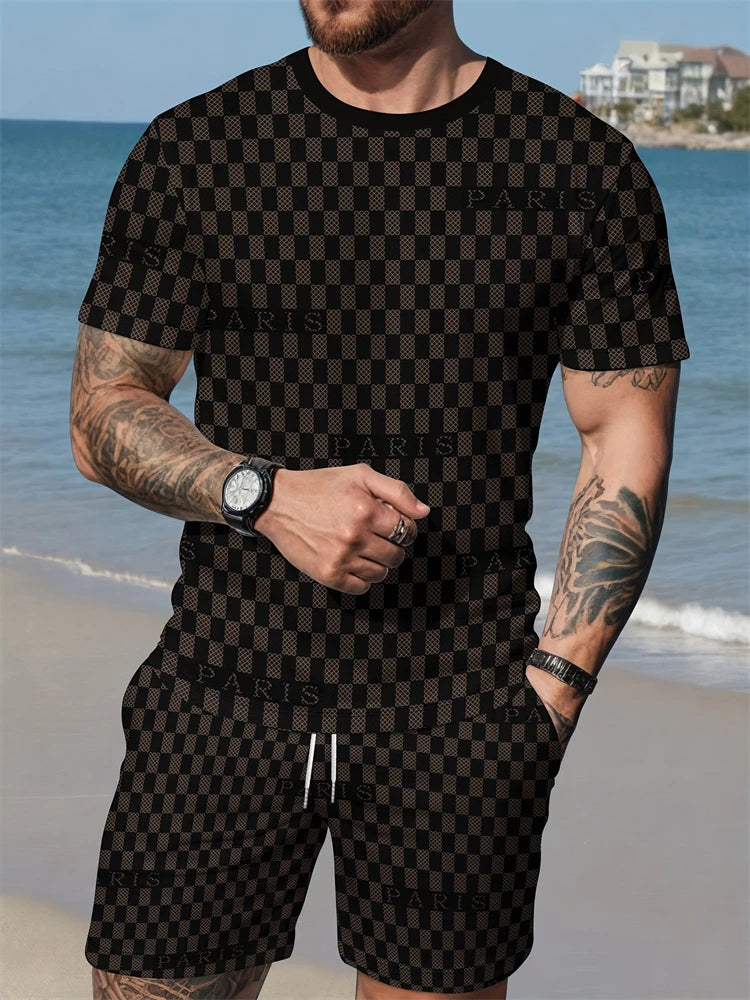 2026 Summer New Arrival Men's Suit Stylish Hip-Hop Style Short-Sleeve Comfortable Fashion Wear Plus Size Athletic Quick-Dry Set