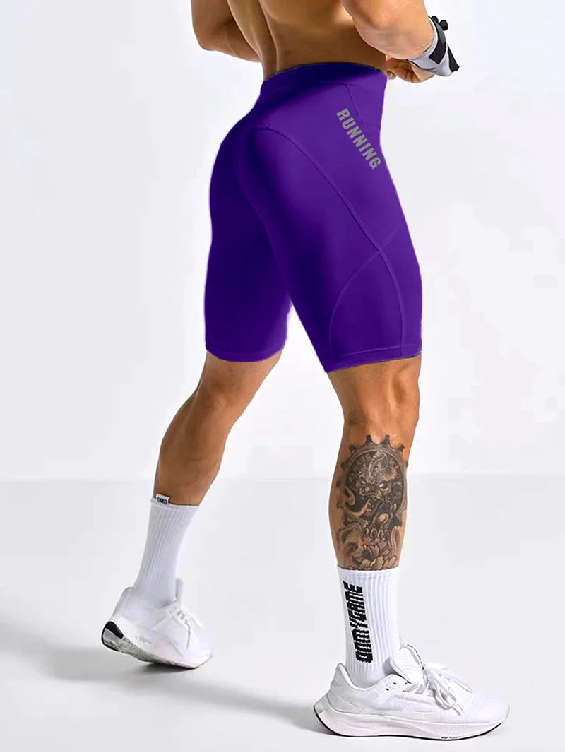 Men Bodybuilding Shorts Fitness Workout Inseam Gym Knickers Male Muscle Alive Elastic Compression Tights Skinny Leggins Hombre
