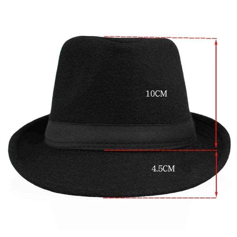 Hat for Men New Autumn Winter Style British Style Men's Jazz Hat Simple Plain Woolen Hat Middle-Aged and Elderly Gentleman's Hat