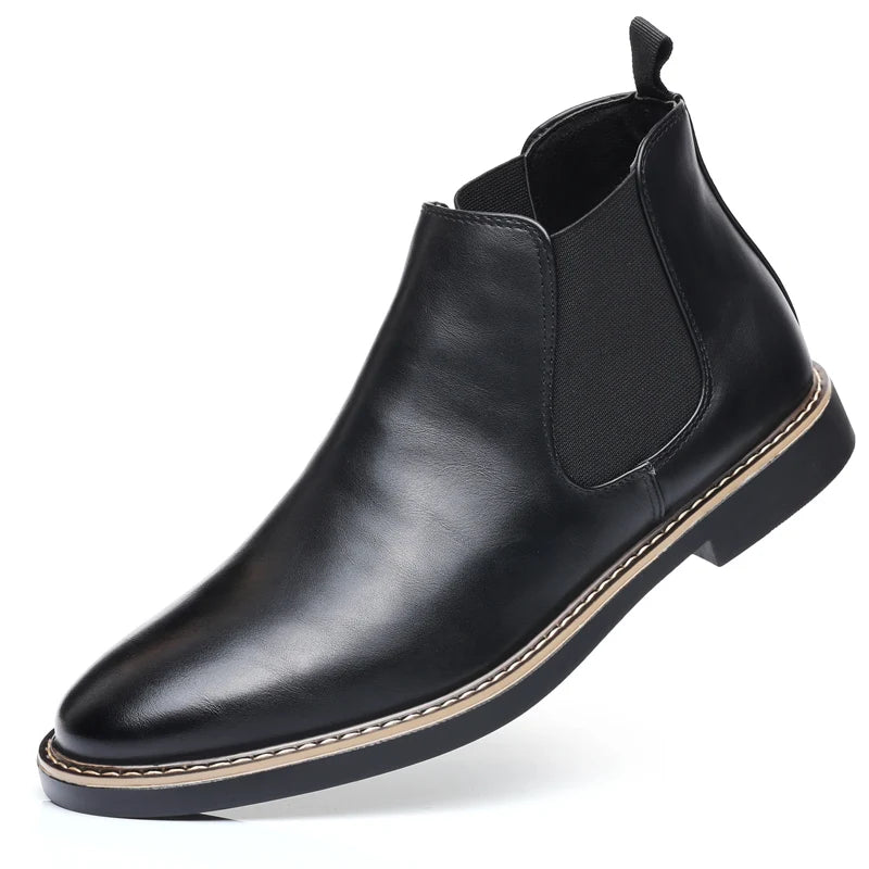 MAEDEF Men Boots Man Chelsea Boots Brand Retro Comfortable PU Leather Waterproof Ankle Boots Fashion Black Brown Shoes Mens Boot