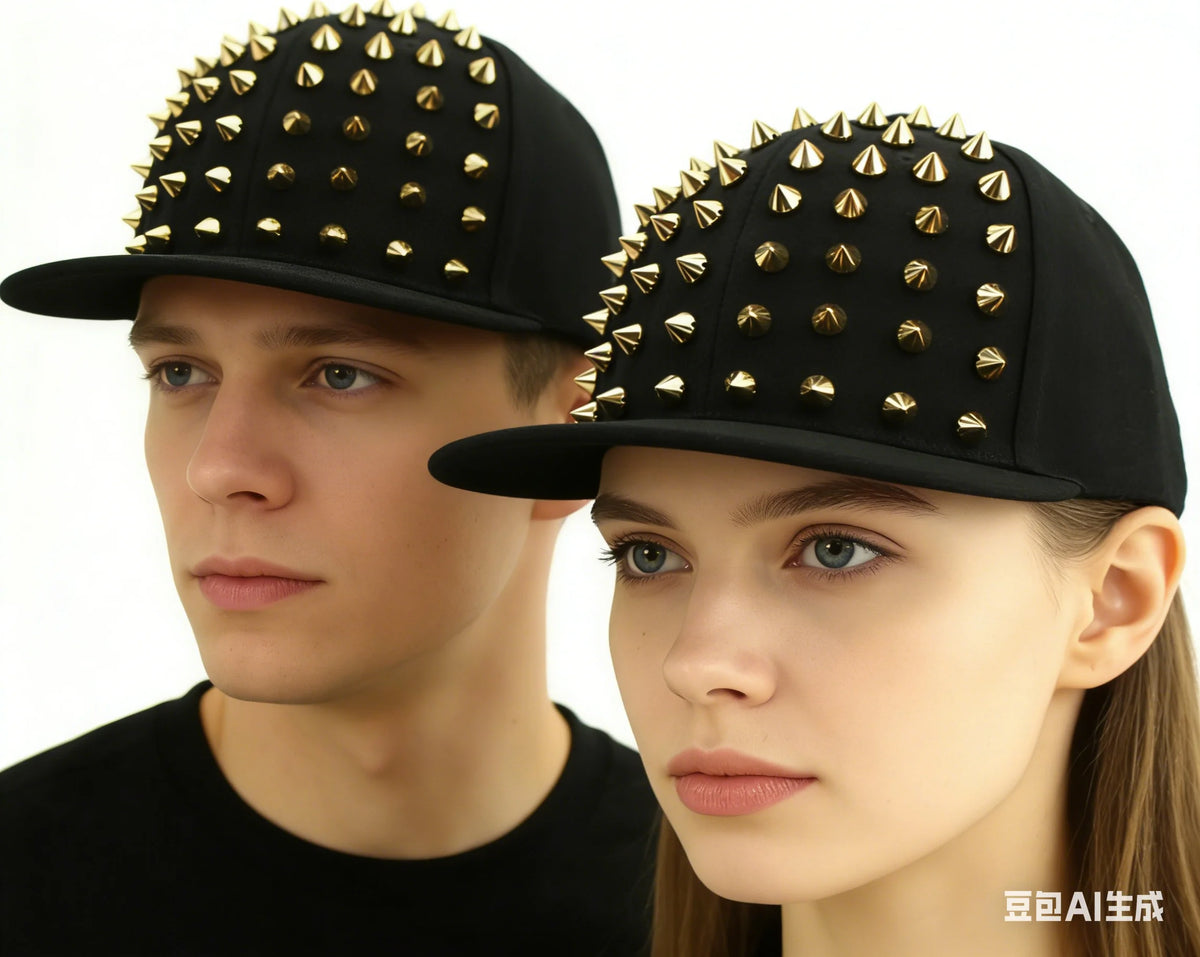 Men Caps Flat Hat Hip Hop Snapback Fancy Rivet Baseball Cap Street Dance Cap Trendy Mesh Visor Youth Boys Girls