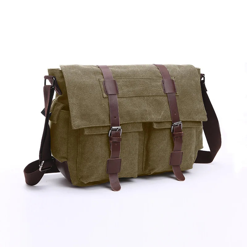 Men Business Messenger Bags For Men Shoulder Bag Vintage Canvas Crossbody Pack Retro Casual Office Travel Bag