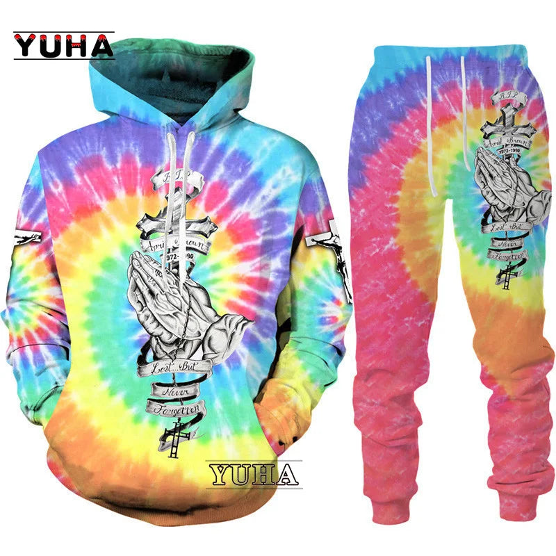 Two Piece Set Christian Bible Faith Jesus God Men's Hoodie/Suit Cool 3D Lion Printed Streetwear Couple Clothes Jogging Tracksuit