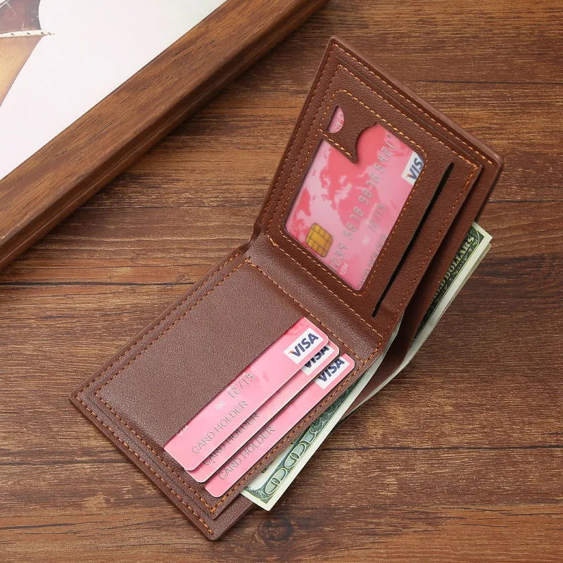 New Men Wallet Short Wallet Slim Minimalist Multi Card Holder Simple Fashion Embossed Texture