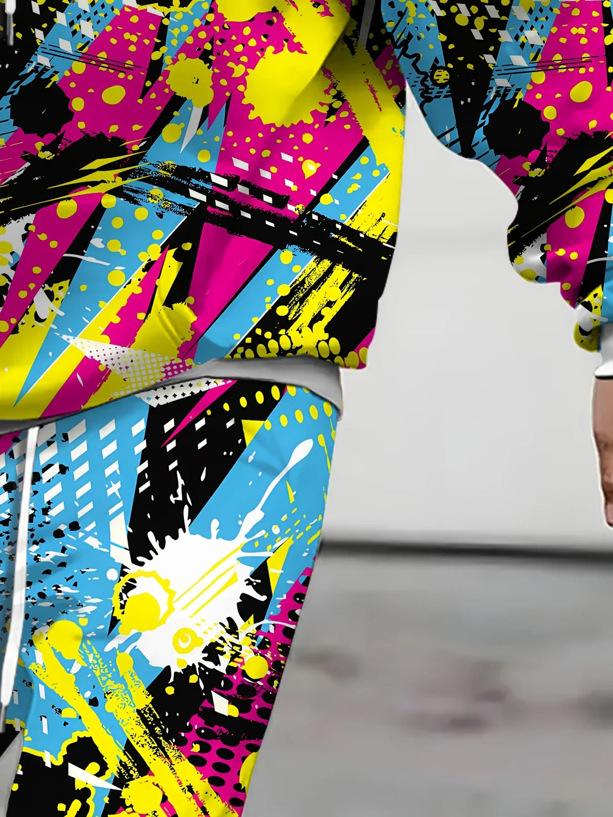 Men's 2025 Hoodie Jogger Set, Graffiti printing Polyester Relaxed Fit Tracksuit Cool Streetwear Spring Autumn Casual Loungewear