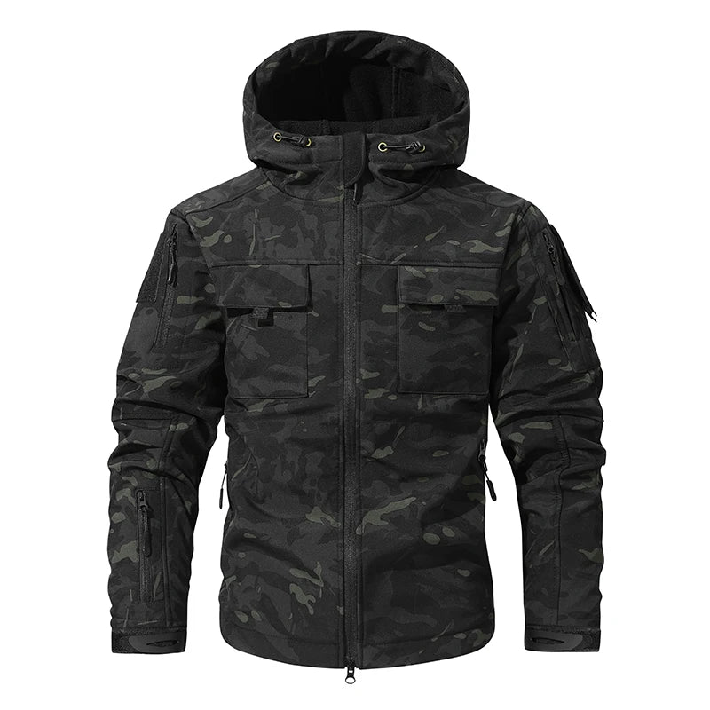 Men Lurker Shark Skin Soft Shell Tactical Jacket Waterproof Fleece Hooded Coat Hunt Clothes Autumn Solid Outdoor New Jacket Men