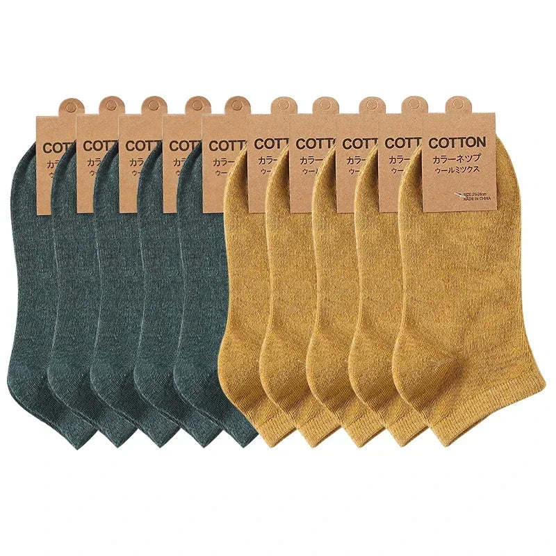 Cotton Men Socks Pack Breathable Socks Set High Quality Short Socks Black Ankle Short Gift For Man Size 39-44 Sox 10 Pairs 1 Lot