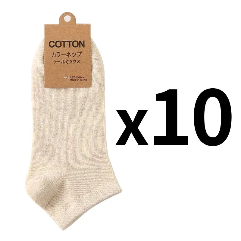 Cotton Men Socks Pack Breathable Socks Set High Quality Short Socks Black Ankle Short Gift For Man Size 39-44 Sox 10 Pairs 1 Lot