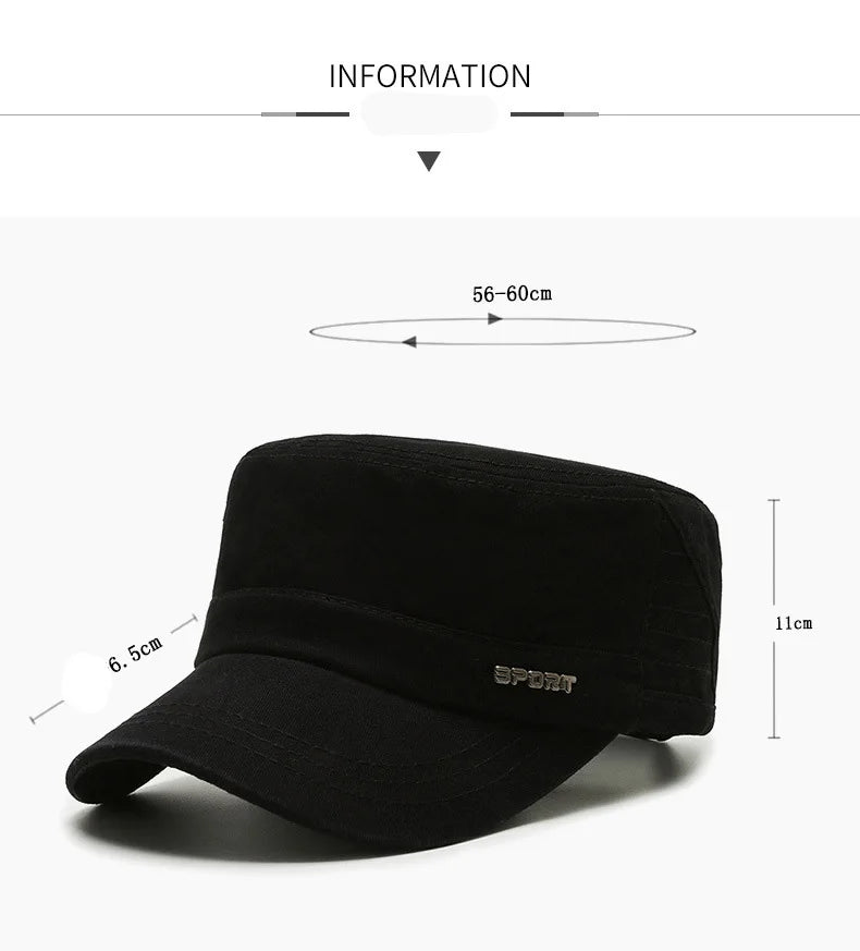 Hat Men's Flat Military Hat Is Simple And Versatile, Middle-Aged Hat Spring And Autumn Duck Tongue Casual Fashion New Style