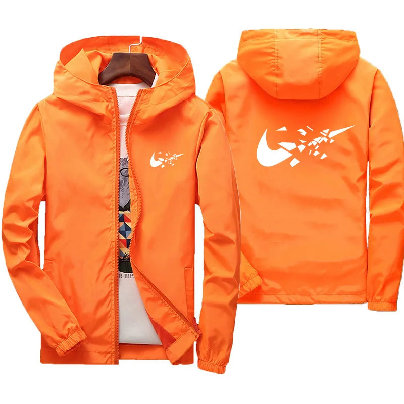 2026 Fashion Street Windproof Shrink and Waterproof Zipper Jacket with Thin Hoodie, Men's Jacket, Spring and Autumn