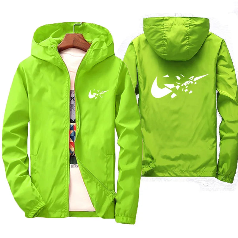 2026 Fashion Street Windproof Shrink and Waterproof Zipper Jacket with Thin Hoodie, Men's Jacket, Spring and Autumn