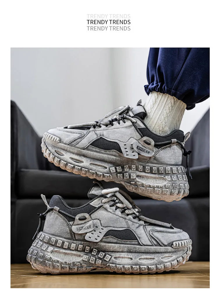 Men's Shoes 2025 Spring New Style Thick Sole Height Increasing Casual Mesh Breathable Fashion Trend Comfortable Chunky sneakers