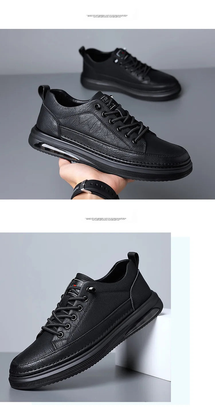 Men's Shoes 2026 New Solid Color Sneakers Spring Autumn Shoes for Men Fashion Leather Casual Shoes Male Black Designer Sneakers