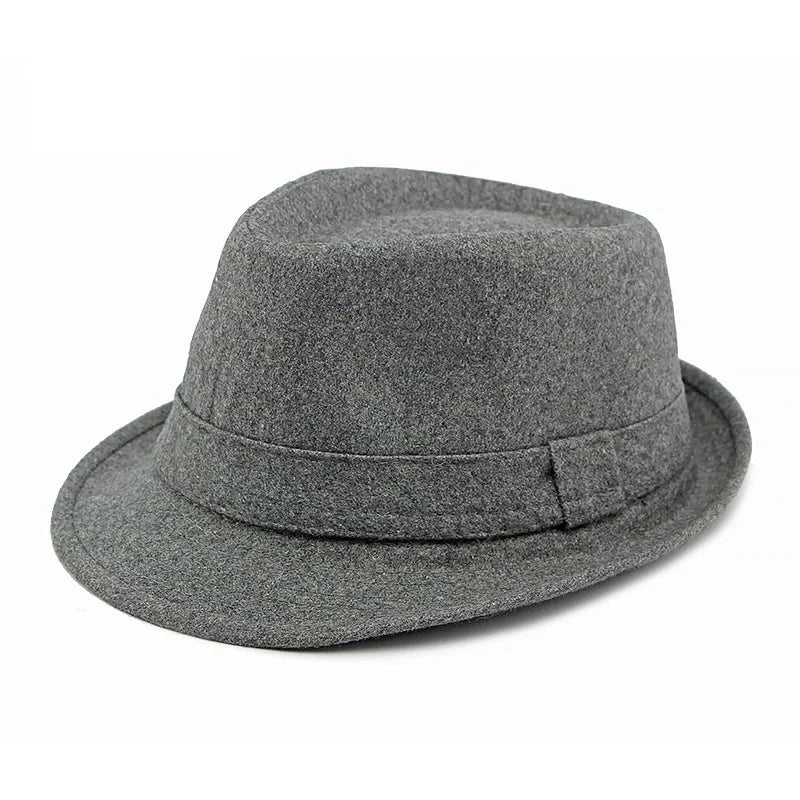 Hat for Men New Autumn Winter Style British Style Men's Jazz Hat Simple Plain Woolen Hat Middle-Aged and Elderly Gentleman's Hat