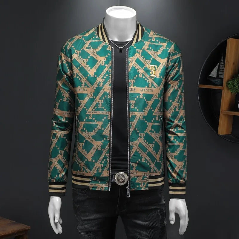 Autumn Winter Baseball Jacket Men Luxury Printed Casual Business Bomber JacketS Social Streetwear Windproof Outdoor Coats M-4XL