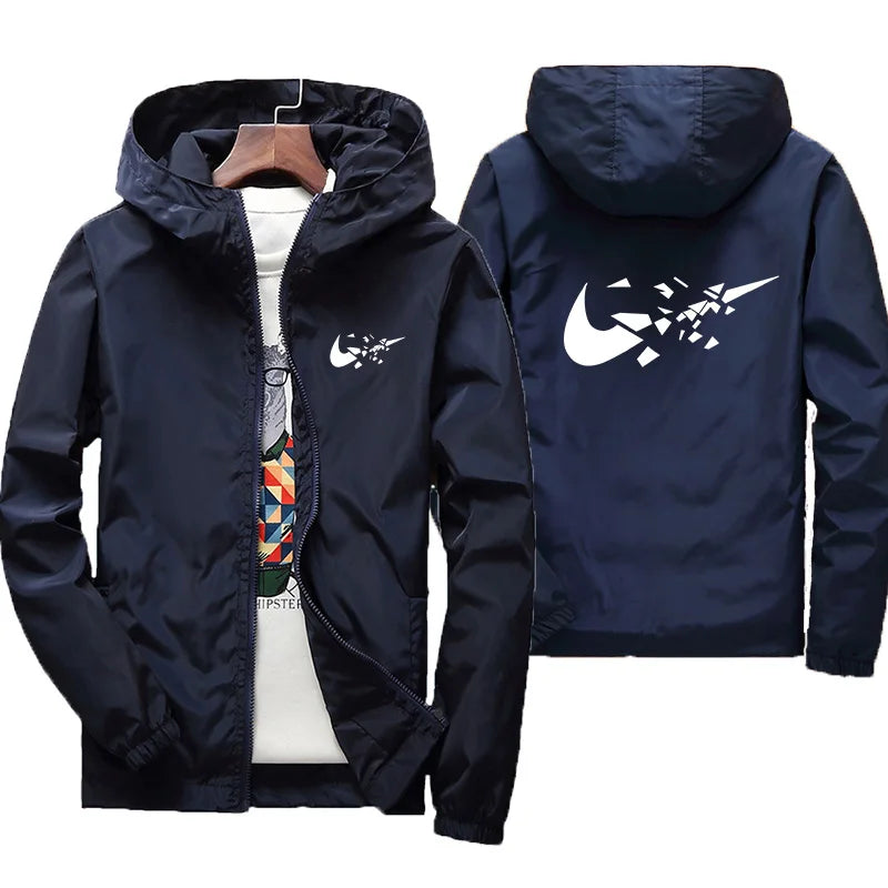 2026 Fashion Street Windproof Shrink and Waterproof Zipper Jacket with Thin Hoodie, Men's Jacket, Spring and Autumn