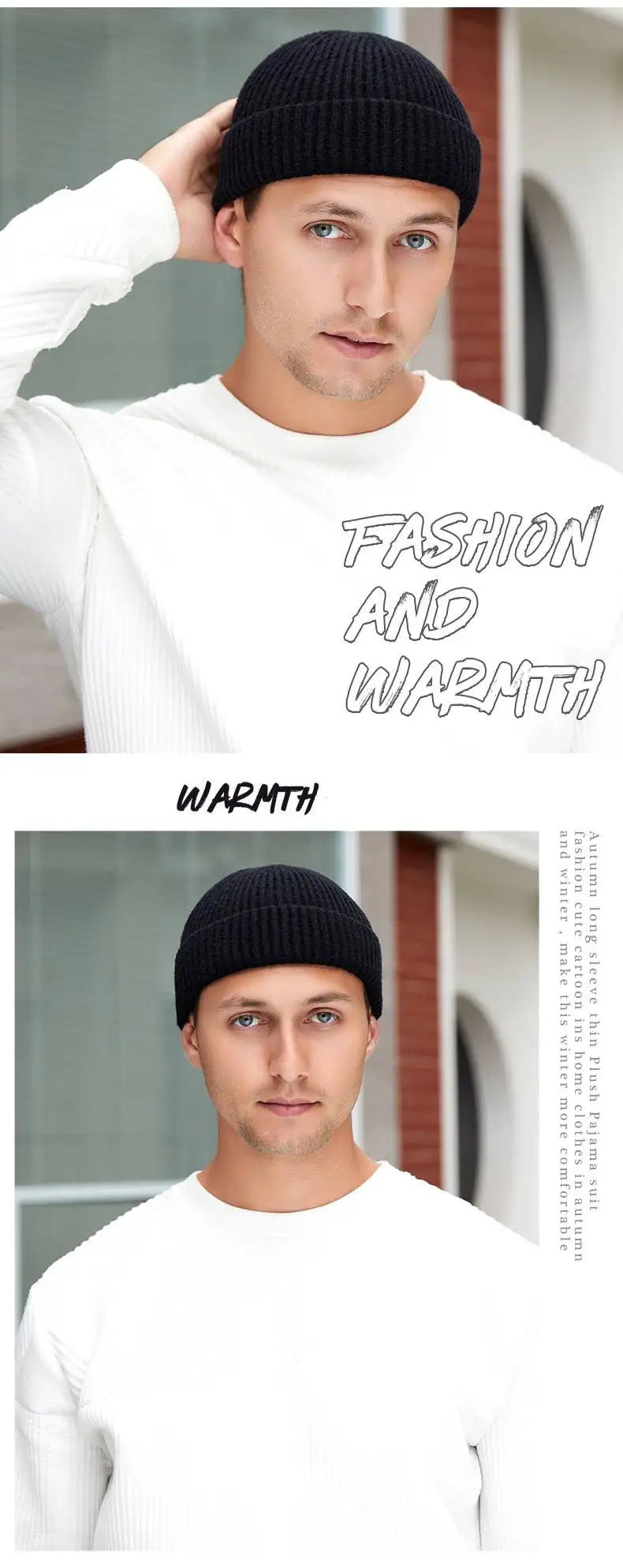 Knitted Hat for Men & Women Caps Wool Fashion Simple Warm Skullies Beanies Solid Autumn Winter Beanie Cap Trendy Style