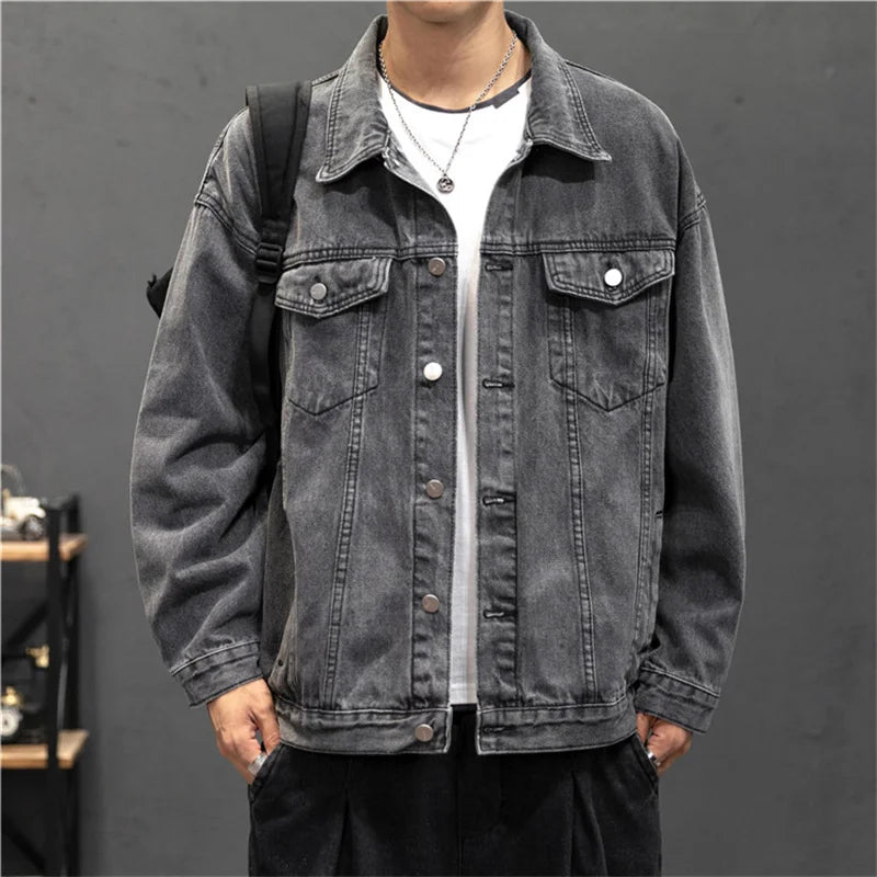 Denim Jacket Men Fashion Hole Retro Motorcyle Basic Coat Men Streetwear Bomber Denim Jacket Cowboy Men's Jacket Casual Coats