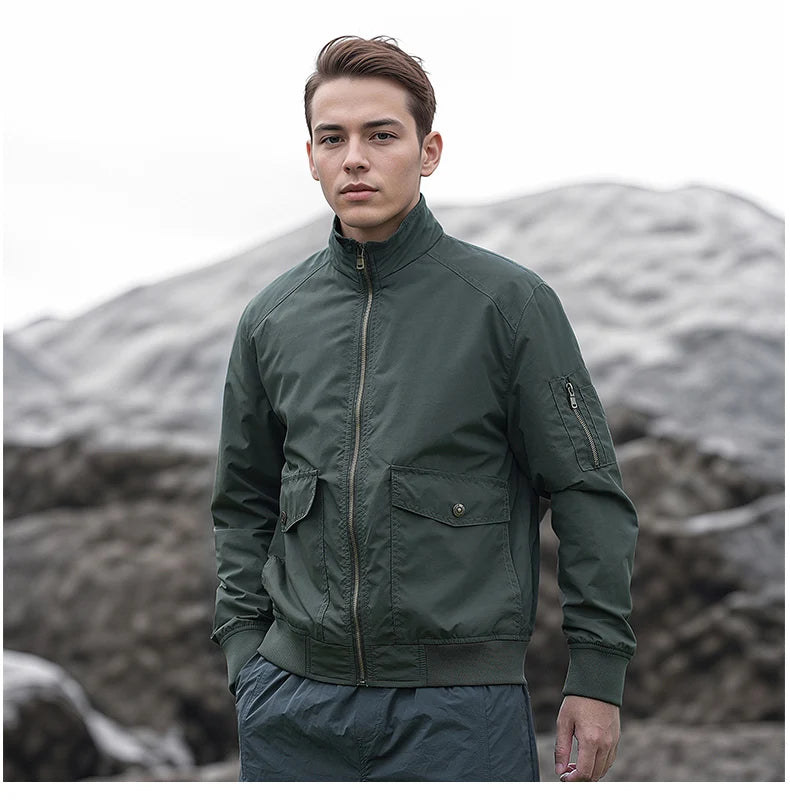 High Quality Handsome Male Jacket Spring Autumn Men's Business Casual Jacket Men Zipper Solid Color Fashion Stand Collar Coats