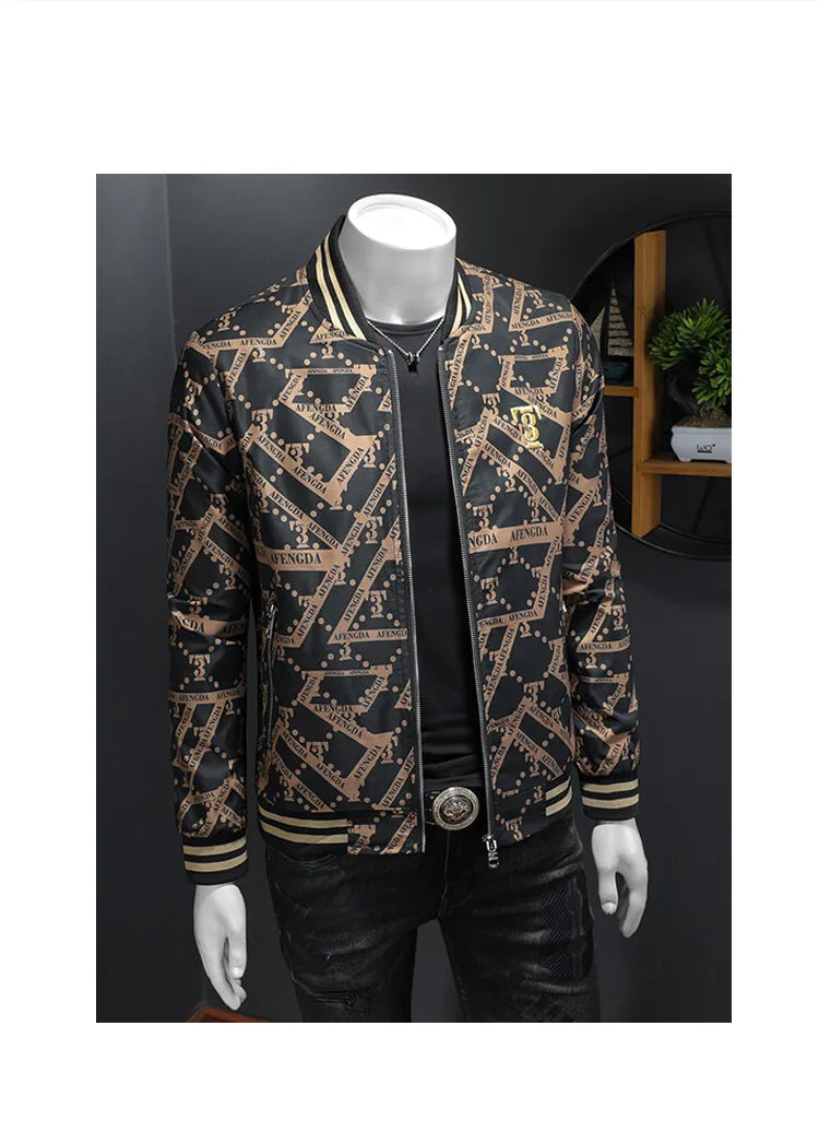 Autumn Winter Baseball Jacket Men Luxury Printed Casual Business Bomber JacketS Social Streetwear Windproof Outdoor Coats M-4XL