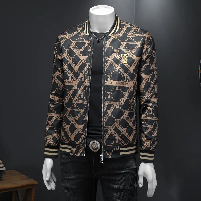 Autumn Winter Baseball Jacket Men Luxury Printed Casual Business Bomber JacketS Social Streetwear Windproof Outdoor Coats M-4XL