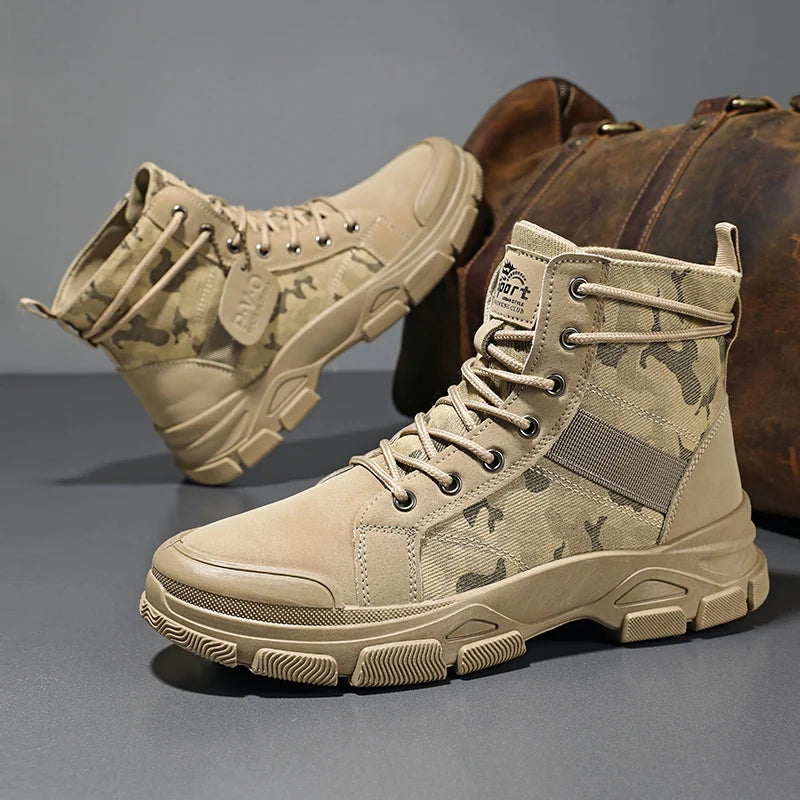 Camouflage Boots for Men Autumn Winter Platform Boots Outdoor High-top Shoes Men Ankle Boots Buty Robocze Meskie wear-resistant