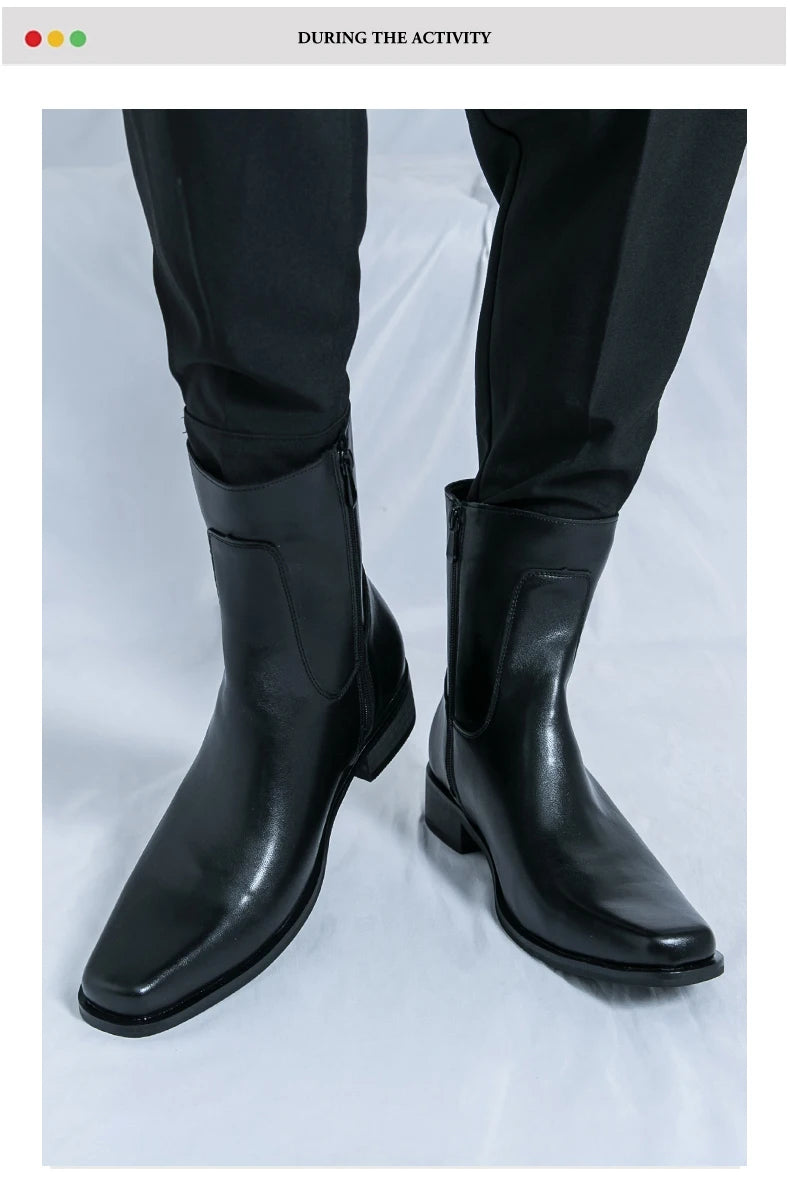 Men Boots Business Chelsea Boots Black Brown Side Zippers Men Casual Comfortable Fashionable Knight Shoes Zapatos Para Hombre