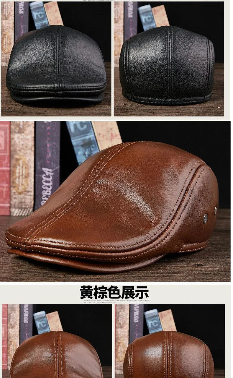 Hat Men's Spring and Autumn Peaked Cap Men's Hat Sheepskin Autumn and Winter Middle-aged Young Leisure Tide Beret Old Man Hat
