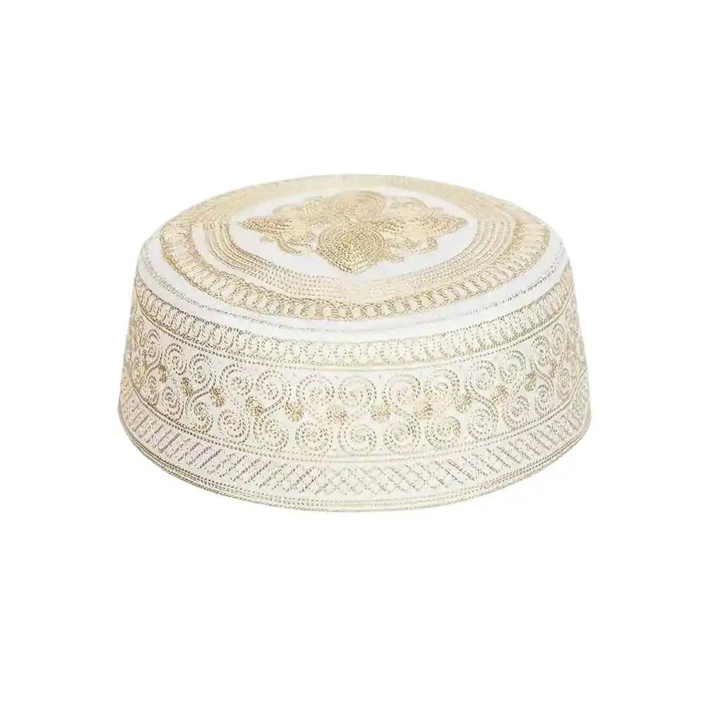 Muslim Men's Embroidered Round Crown Hat, Breathable Casual Daily Kufi, Islamic Versatile Fashion Headwear