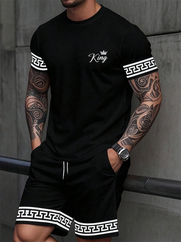 2026 Summer New Arrival Men's Suit Stylish Hip-Hop Style Short-Sleeve Comfortable Fashion Wear Plus Size Athletic Quick-Dry Set