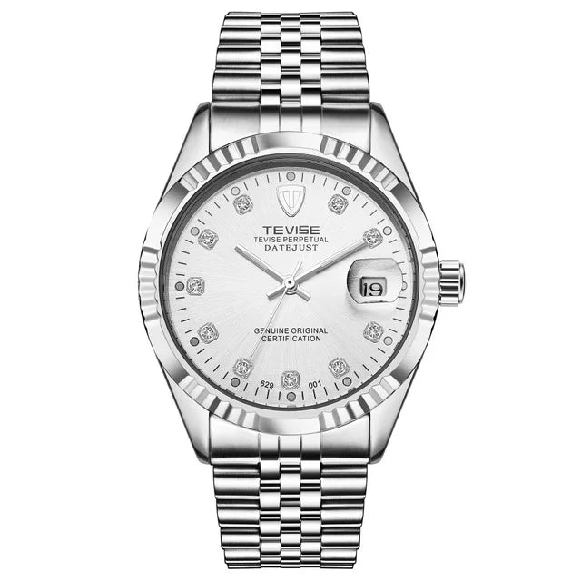 TEVISE  Watch for Men Automatic Mechanical Stainless Steel Waterproof Casual Business Wristwatch Chronograph Date Display Clock