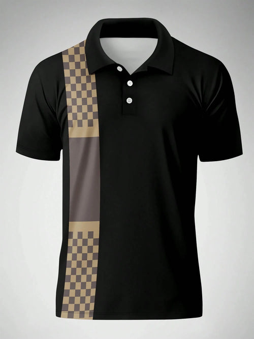 The new men's short-sleeved POLO shirt for summer 2025 features a casual fashionable and comfortable 3D striped pattern print