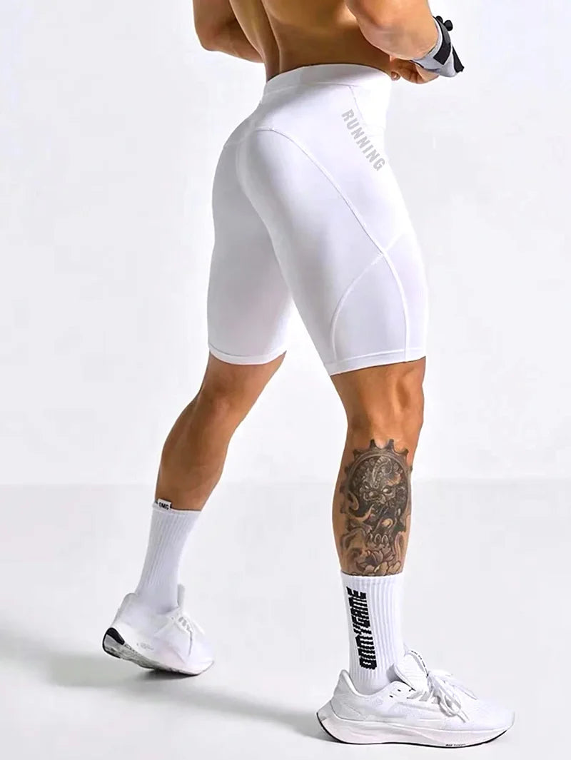 Men Bodybuilding Shorts Fitness Workout Inseam Gym Knickers Male Muscle Alive Elastic Compression Tights Skinny Leggins Hombre