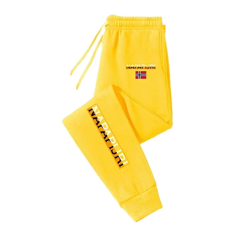 Men Casual Jogger Pants Elastic Waist Drawstring Sweatpants with Pockets Tapered Cuffed Gym Running Sport Trousers
